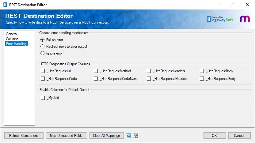 SSIS REST MYOB Destination - Error Handling